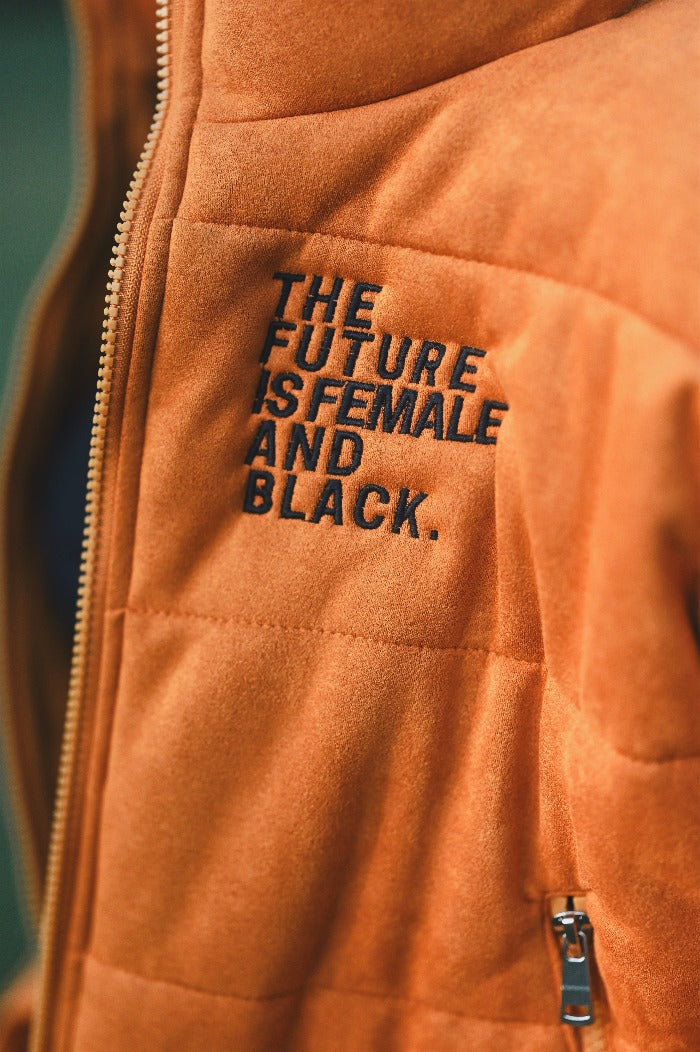 THE FUTURE IS FEMALE AND BLACK.® Cropped Bomber Coat (more colors)